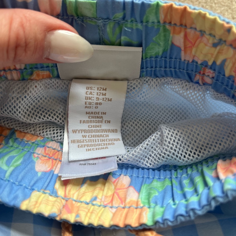 Tommy Bahama Blue and White Buffalo plaid Checkered swim - Picture 4 of 5